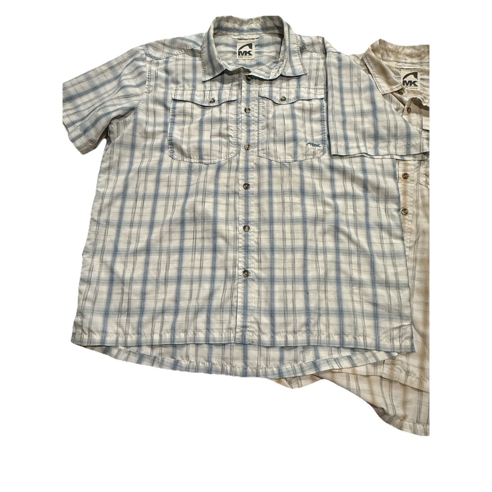 Mountain Khakis Shirts Lot Of 2 Mens XL Button Up Soft Polyester‎ Short & Long - Picture 2 of 10